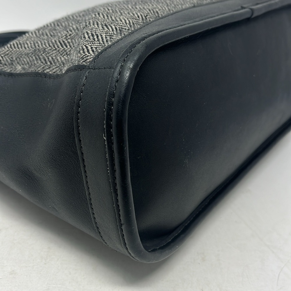 VINTAGE COACH BLEEKER TOTE HERRINGBONE TWEED BLACK LEATHER MADE IN USA 1999 - Picture 8 of 17